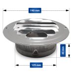 Lüftungsgitter 125erR Abluftgitter Edelstahl mit Insektenschutznetz für Dunstabzugshaube – Bild 2