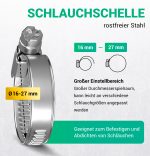 Schlauchschelle Schlauchklemme 16-27mmØ Bandbreite W2 Chromstahl