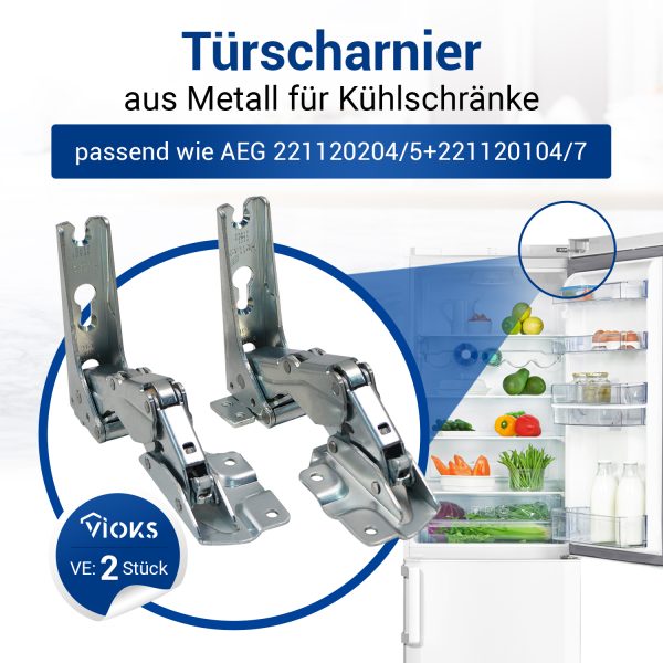 Türscharnier Set 2x AEG 221120204/5+221120104/7 Kühlschrank Gefrierschrank