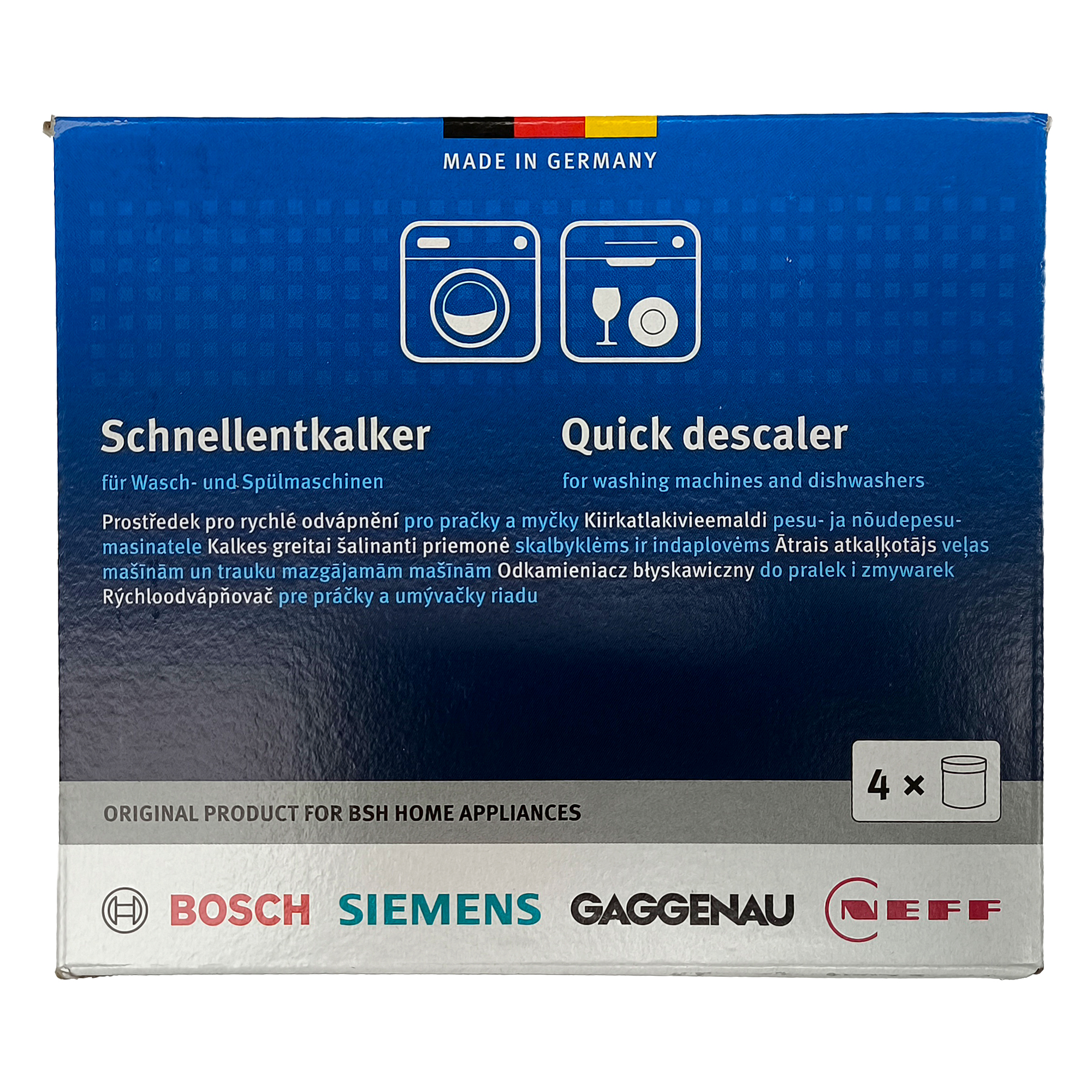 Schnellentkalker Set 4x250g Bosch 00312351 für Waschmaschine Geschirrspüler Schnellentkalker Set 4x250g Bosch 00312351 für Waschmaschine Geschirrspüler