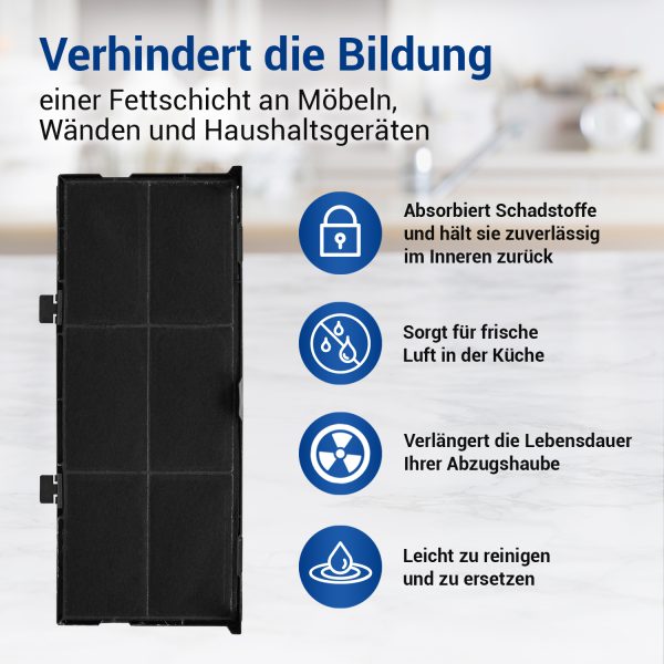 Kohlefilter SET 2x wie Bosch 11025806 DSZ4561 462x198mm für Dunstabzugshaube