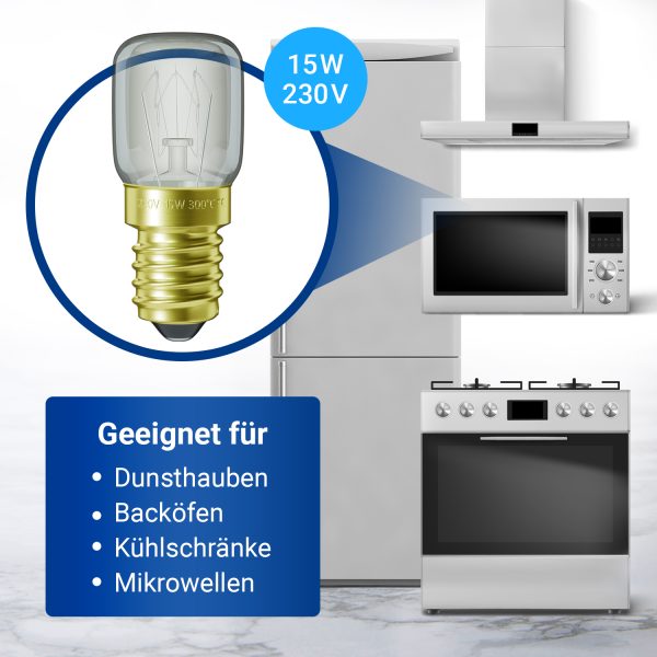 Lampe E14 15W 22mmØ 49mm 230V 073013001 für Mikrowelle Spülmaschine Herd