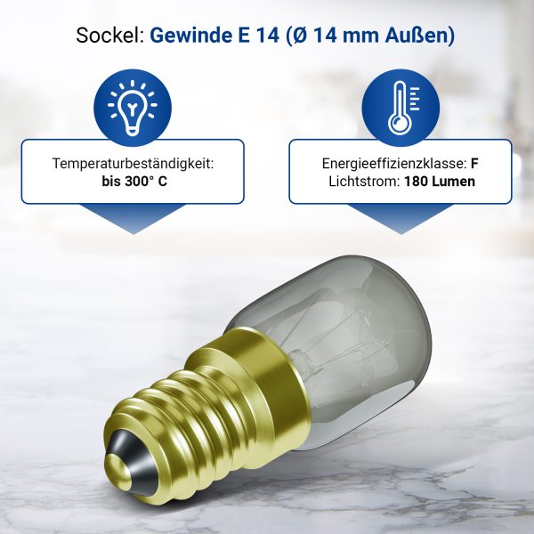 Lampe E14 15W 22mmØ 49mm 230V 073013001 für Mikrowelle Spülmaschine Herd