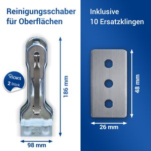 Ceranfeldschaber Set 2x Glasschaber mit 10 Klingen für Cerankochfeld