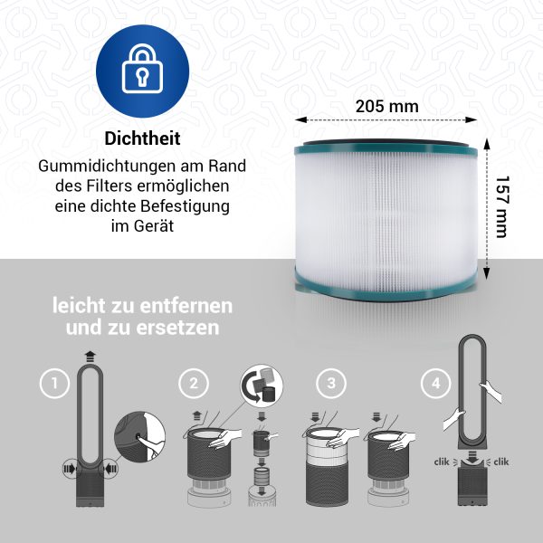 HEPA-Filter wie Dyson 968101-04 für Pure Cool Link Luftreiniger HP00 HP01