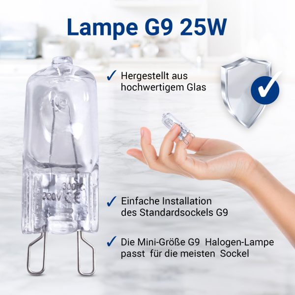 Halogenlampe wie Siemens 00607291 G9 25W für Herd Dunstabzugshaube Mikrowelle