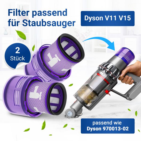 Filter Set 2x wie Dysоn 970013-02 + Reinigungsbürste für Staubsauger V11 V15