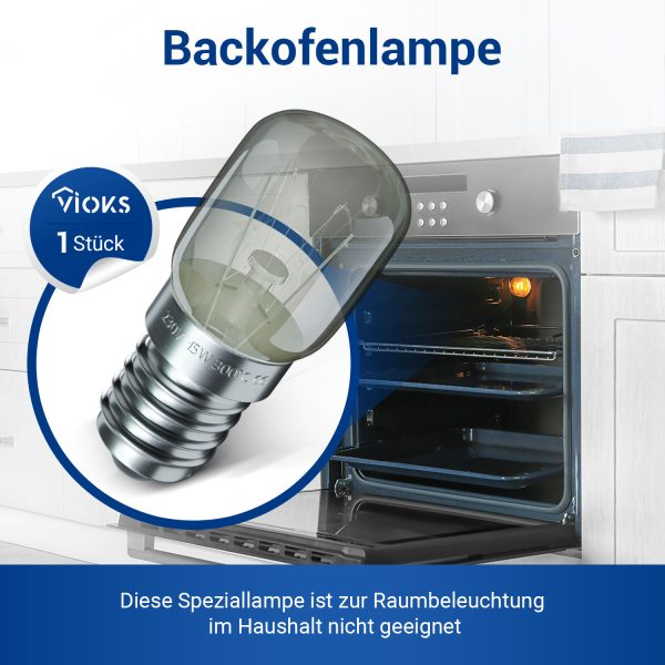 Lampe E14 15W 22mmØ 49mm 230V 300Grad für Backofen Kühlschrank