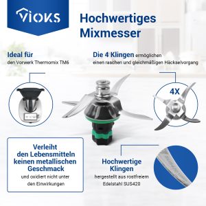 Messer passend wie Vorwerk mit Dichtung für Thermomix TM6 Küchenmaschine