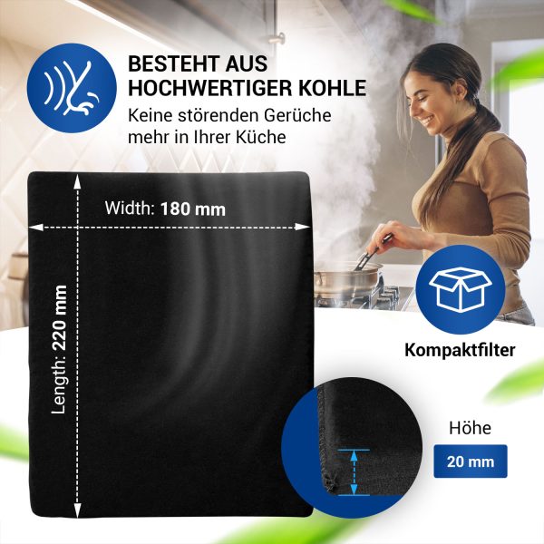 Kohlefilter Type20 wie Wpro 484000008571 220x180mm für Dunstabzugshaube