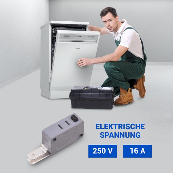 Mikroschalter 250V wie Ignis Whirlpool C00118781 482000029051 für Spülmaschine