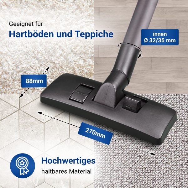 Bodendüse Set wie Bosch Philips 35mmØ mit Saugrohr-Adapter für Staubsauger