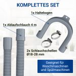 Ablaufschlauch Set 4m 19/22mm mit 2x Schellen 1x Haltebogen für Waschmaschine – Bild 2