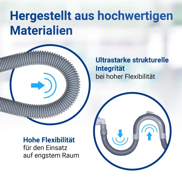 Ablaufschlauch Set 4m 19/22mm 2x Schellen, 1x Haltebogen für Waschmaschine