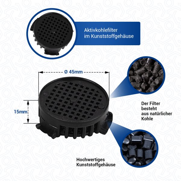 Aktivkohlefilter Set 4 Stück wie Liebherr 9096342 45mmØ für Kühlschrank