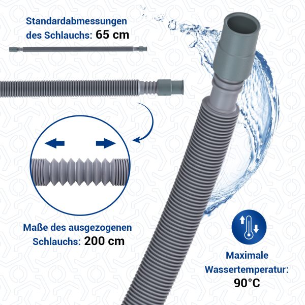 Ablaufschlauch universal 60-200cm 19/21mmØ Verlängerung für Waschmaschine