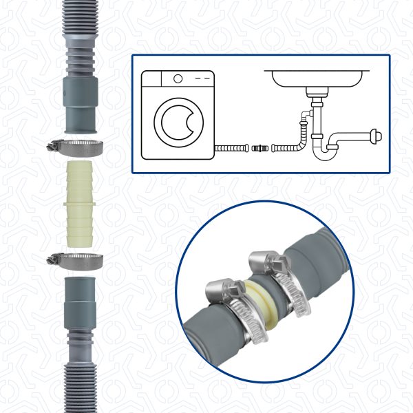 Ablaufschlauch universal 60-200cm 19/21mmØ Verlängerung für Waschmaschine