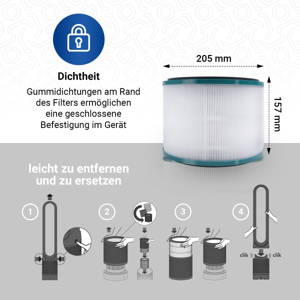 Luftreiniger 2Stk wie Dysоn 968101-04 Hepa-Filter für Luftreiniger