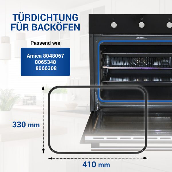 Türdichtung wie Amica 8066308 Versiegelung rundum 4Haken für Backofen