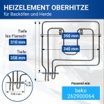 Heizelement wie beko 262900064 Oberhitze Grill für Backofen Herd