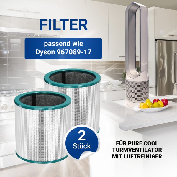 HEPA-Filter 2 Stk wie Dyson 967089-17 für Pure Cool Turmventilator Luftreiniger