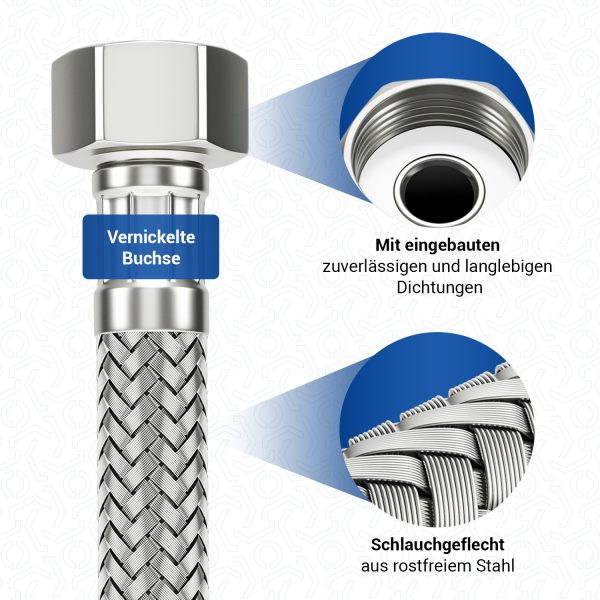 Anschlussschlauch 150 cm flexibel universell mit 1/2" ÜW M10 AG