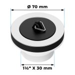 Ablaufventil 1 1/2 x 30 Ø 70 mm mit Stopfen und Dreikantbügel für Spüle