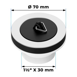 Ablaufventil 1 1/2 x 30 Ø 70 mm mit Stopfen und Dreikantbügel für Spüle
