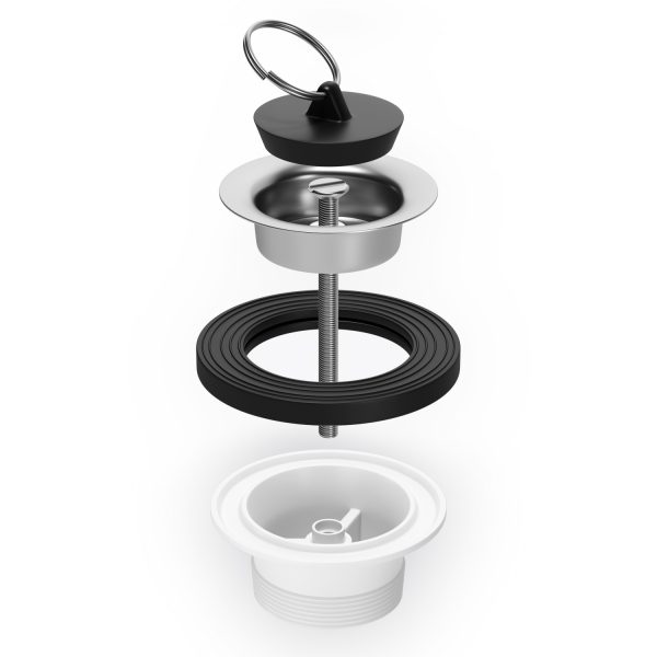 Universalablaufventil 1 1/4 x 30 Ø 60 mm mit Schlüsselring für Spülbecken