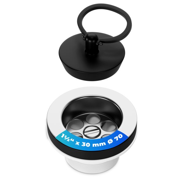 Ablaufventil mit Stopfen und Griffbügel 1 1/2 Zoll x 30Ø 70mm für Spülbecken