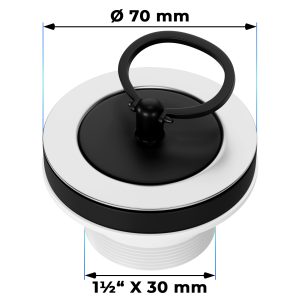 Ablaufventil mit Stopfen und Griffbügel 1 1/2 Zoll x 30Ø 70mm für Spülbecken