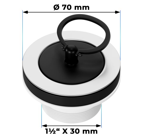 Ablaufventil mit Stopfen und Griffbügel 1 1/2 Zoll x 30Ø 70mm für Spülbecken