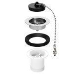 Ablaufventil 1½“ x 55 mm Ø 70 mm mit Stopfen Kugelkette 190 mm für Spüle