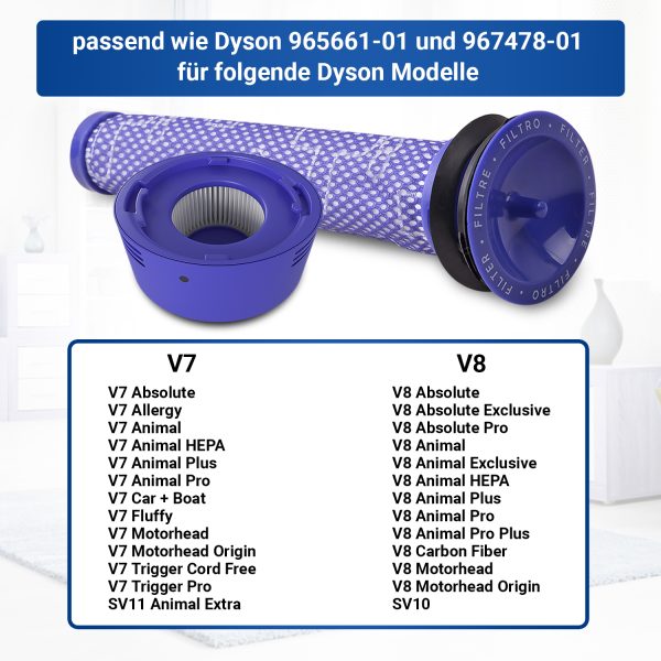 4x Vorfilter 4x Nachmotorfilter wie Dysоn 965661-01 967478-01 für Akkusauger