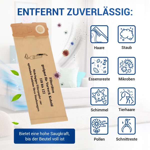 Set 8x Staubsaugerbeutel für Vorwerk Kobold Staubsauger + 10x Duftkartuschen