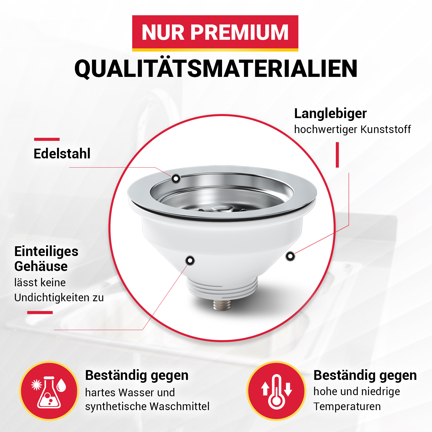 Ablaufgarnitur Siebkorbventil 3 1/2 Ø 114 mm für Spüle Ablaufgarnitur Siebkorbventil 3 1/2 Ø 114 mm für Spüle