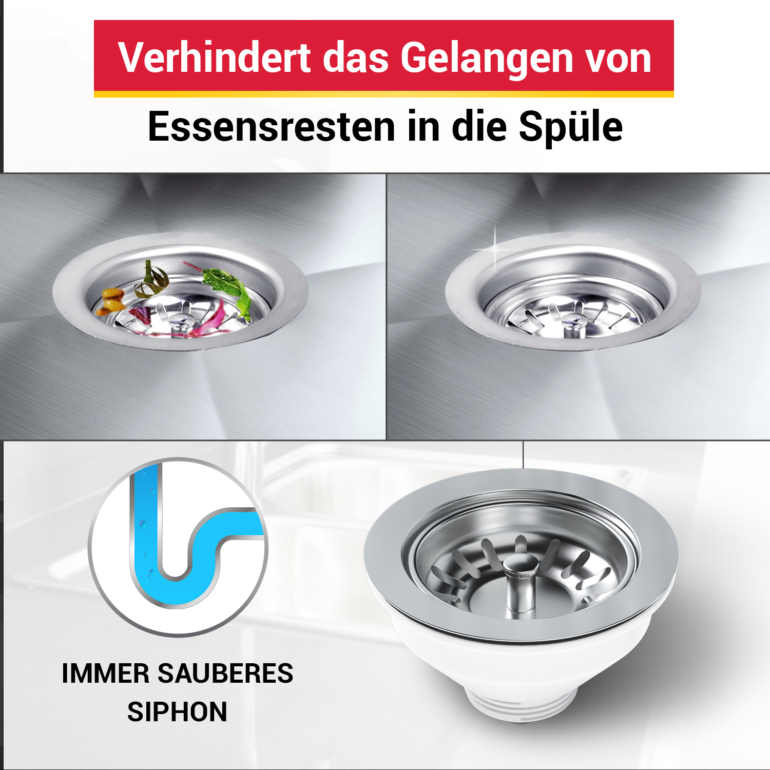Ablaufgarnitur Siebkorbventil 3 1/2 Ø 114 mm für Spüle Ablaufgarnitur Siebkorbventil 3 1/2 Ø 114 mm für Spüle