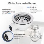 Siebkorbventil Ø 114 mm G 1 1/2" mit Anschluss für seitlichen Überlauf für Spüle – Bild 4