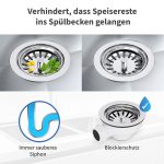 Siebkorbventil Ø 114 mm G 1 1/2" mit Anschluss für seitlichen Überlauf für Spüle – Bild 5