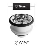 AQUADE Siebkorbventil Ø 70 mm unverschließbar für die Spüle