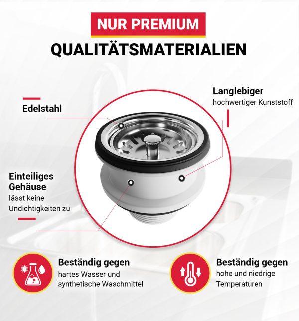 AQUADE Siebkorbventil Ø 70 mm unverschließbar für die Spüle
