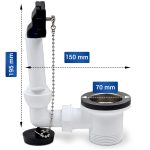 Ab- und Überlaufventil 1 1/2 mit Kugelgelenk Stopfen Kette für Küchenspüle