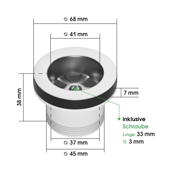 Ablaufgarnitur 1 1/2" verchromt mit Standrohr für Spülbecken und Spülwanne