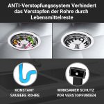 Spülenablaufgarnitur 70 mm 1 1/2 Zoll mit Raumschaffer Überlauf für Spüle