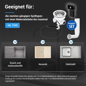 Siebkorbventil 114 mm mit Drehbetätigung und Überlauf für Spüle