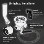 Siebkorbventil 114 mm mit Drehbetätigung und Überlauf für Spüle