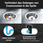 Siebkorbventil 114 mm mit Drehbetätigung und Überlauf für Spüle