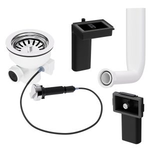Siebkorbventil Set 114mm mit Excenterventil Drehbetätigung für Spüle