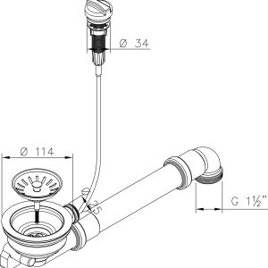 Siebkorbventil 114 mm mit Excenterventil, Raumschaffer und Abtropf-Überlauf