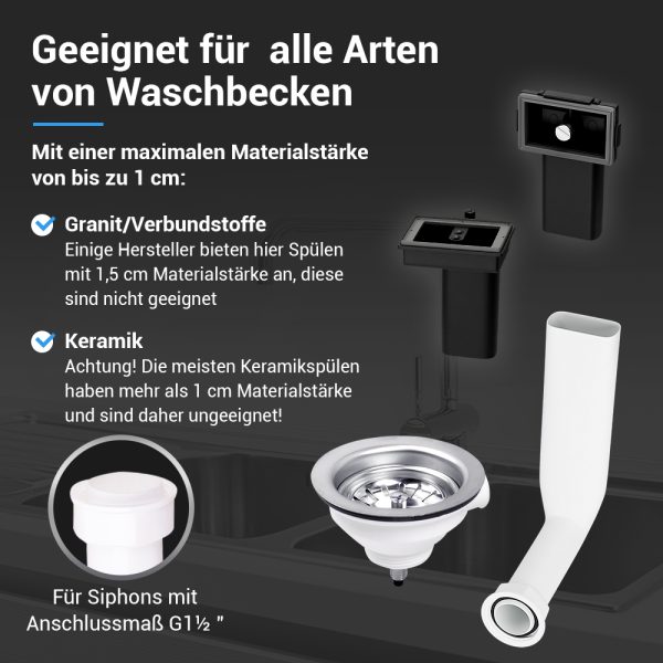 Siebkorbeinsatz 114mm 4 1/2 " + Überlauf-Set und herausnehmbaren Siebkörbchen